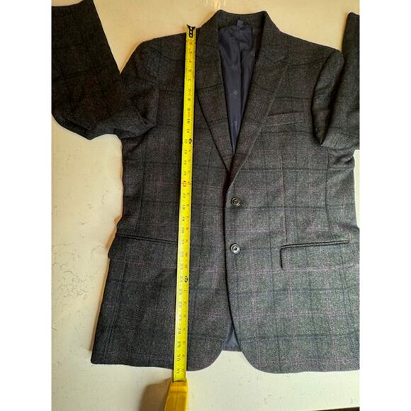 Jos. A. Bank Mens Sz 42R Gray Windowpane Jacket Tailored Fit Wool Blazer - Picture 9 of 12